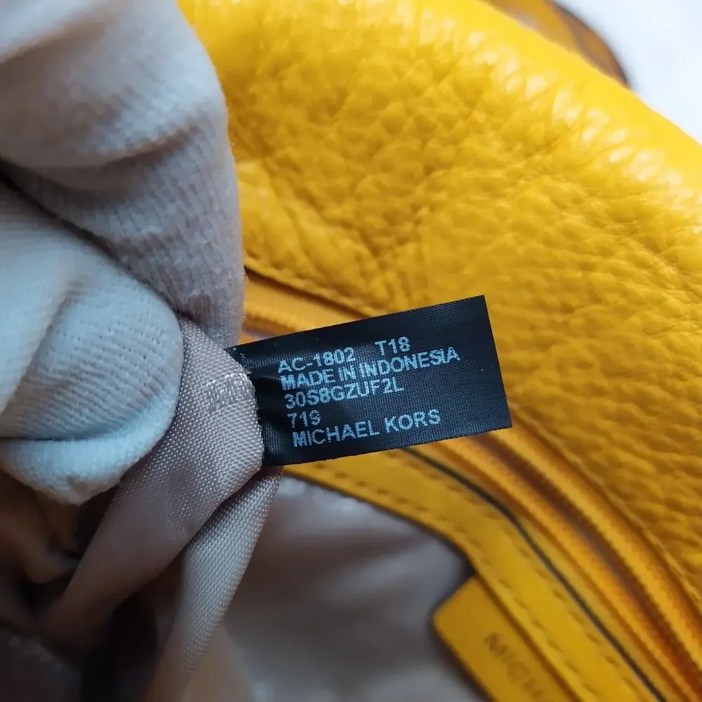 Michael Kors Evie Sunflower Yellow Leather Flap Closure Crossbody Shoulder Bag